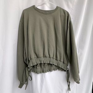 Zara khaki cropped sweatshirt